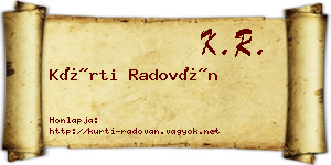 Kürti Radován névjegykártya